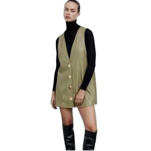 Zara Green Leather Dress XS‎
